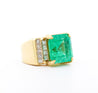 GIA Certified 13 Carat Colombian Emerald Men's Ring in 18K Gold With Princess Cut Diamonds-Rings-ASSAY