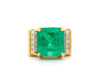 GIA Certified 13 Carat Colombian Emerald Men's Ring in 18K Gold With Princess Cut Diamonds-Rings-ASSAY