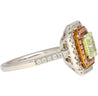 GIA Certified 1.12 carat Radiant Cut Fancy Light Green-Yellow Diamond and Diamond Halo Ring-Rings-ASSAY