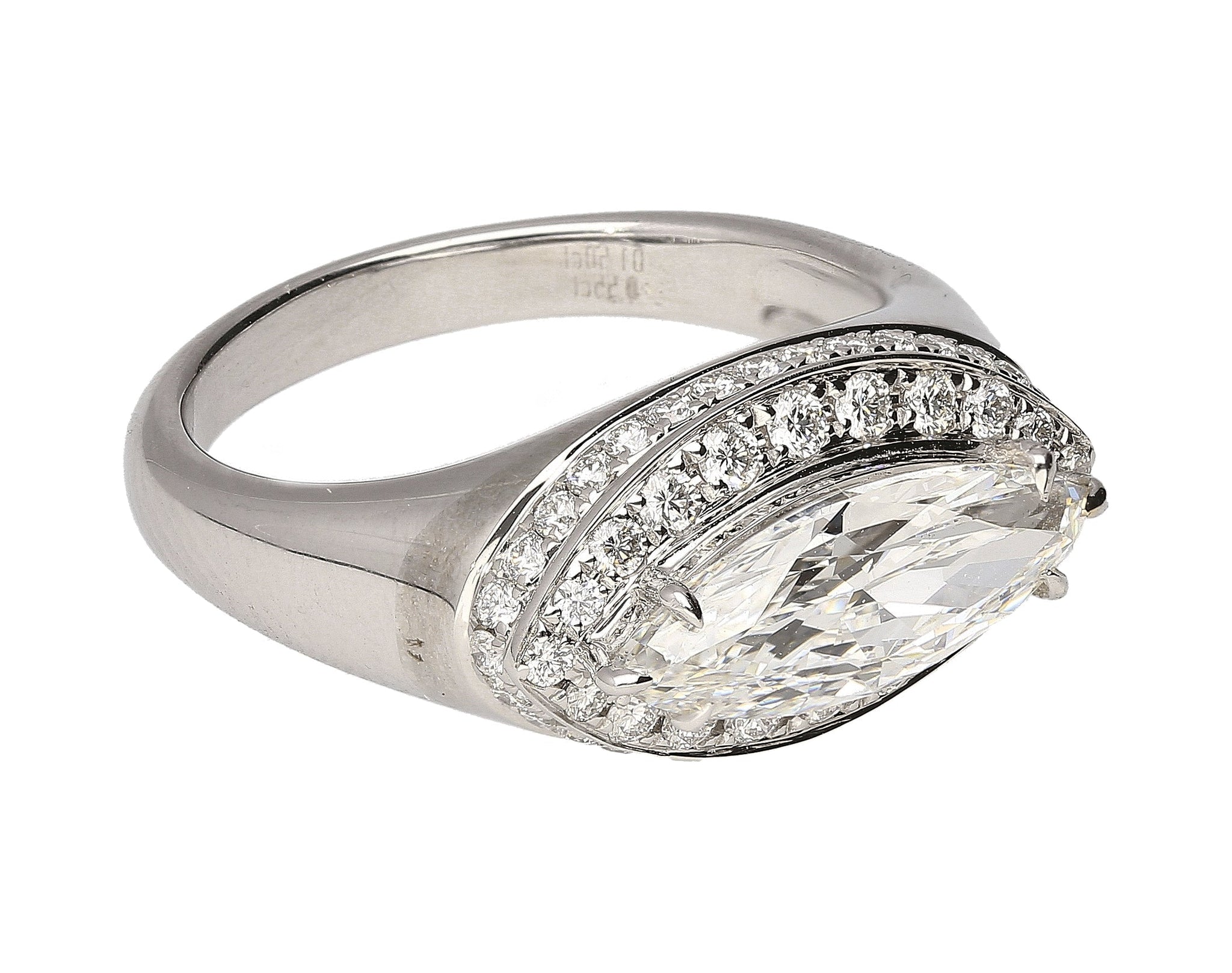 GIA Certified 1.51 Carat Marquise Cut E/VS2 Diamond Horizontal Set Mens Pinky Ring-Rings-ASSAY