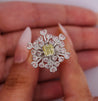 GIA Certified 1.52 Carat Fancy Greenish Yellow Diamond Briolette Snowflake Ring-ASSAY