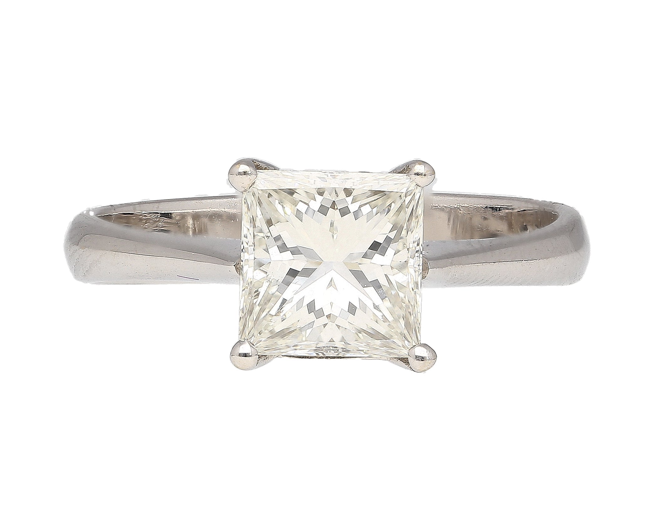 GIA Certified 1.64 Carat Princess Cut Diamond In Tiffany Setting 18K White Gold Ring-Rings-ASSAY