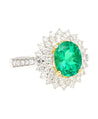 GIA Certified 1.76 carat Minor Oil Oval Colombian Emerald & Diamond Halo Ring in 18K-Rings-ASSAY