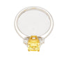 GIA Certified 2 Carat Fancy Vivid Yellow Radiant Cut Diamond 3-Stone Ring With Half Moon Diamond Side Stones-Rings-ASSAY