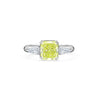 GIA Certified 2.22 Carat Fancy Yellow-Green Radiant Cut Diamond 3 Stone Ring in 18K White Gold-ASSAY