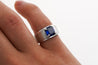 GIA Certified 2.23 Carat Square Cut Blue Sapphire Men's Matte Finish 18K Ring-Rings-ASSAY