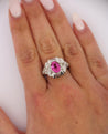GIA Certified 2.4 Carat No Heat Pink Sapphire & Briolette Diamond Platinum Ring