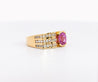 GIA Certified 2.77 Carat Oval Cut Pink Sapphire Square Shape Ring in Half Bezel and Channel Setting-Rings-ASSAY