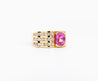 GIA Certified 2.77 Carat Oval Cut Pink Sapphire Square Shape Ring in Half Bezel and Channel Setting-Rings-ASSAY