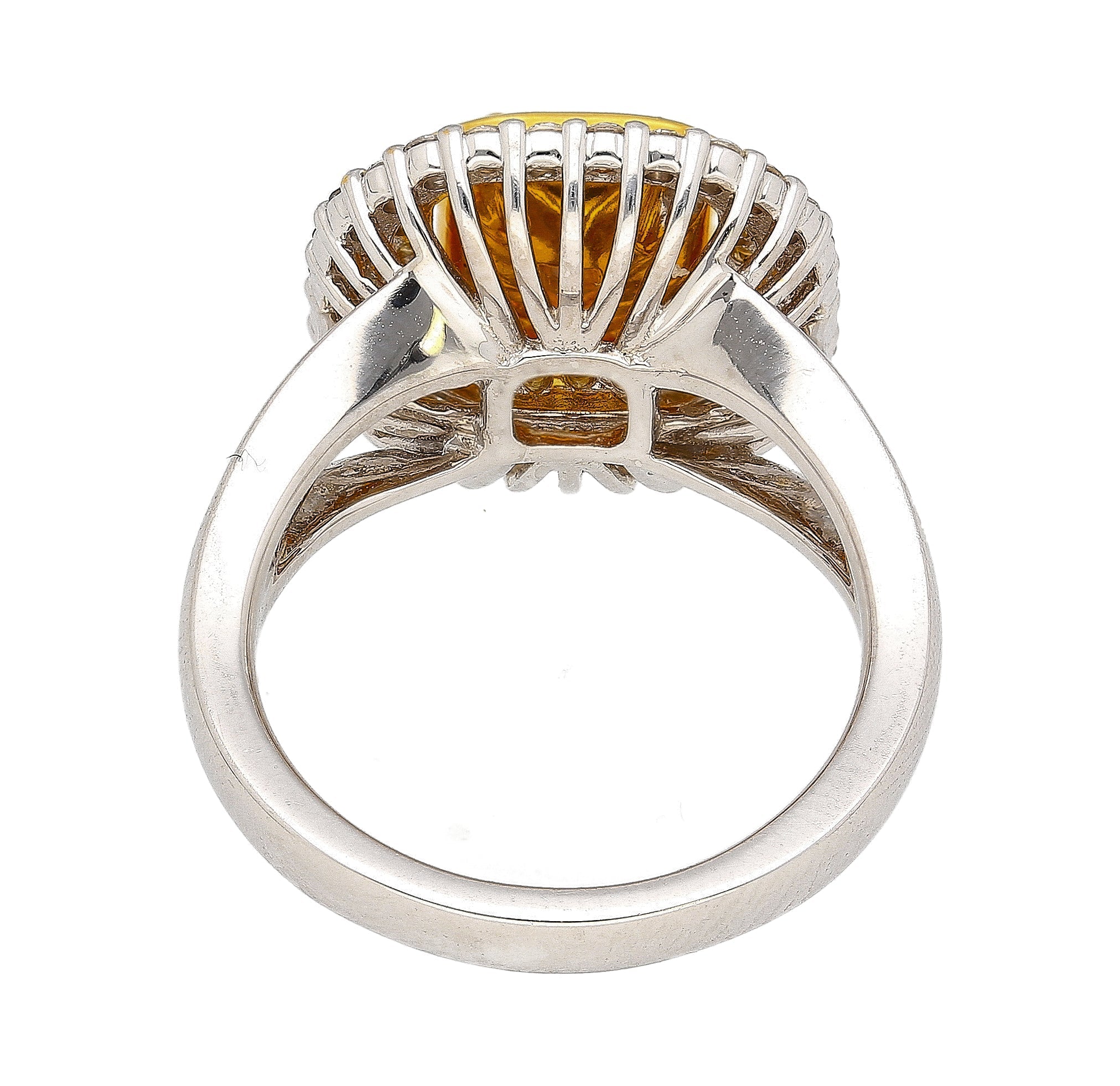 GIA Certified 2.79 Carat Fancy Light Yellow Radiant Cut Diamond 18K Gold Ring