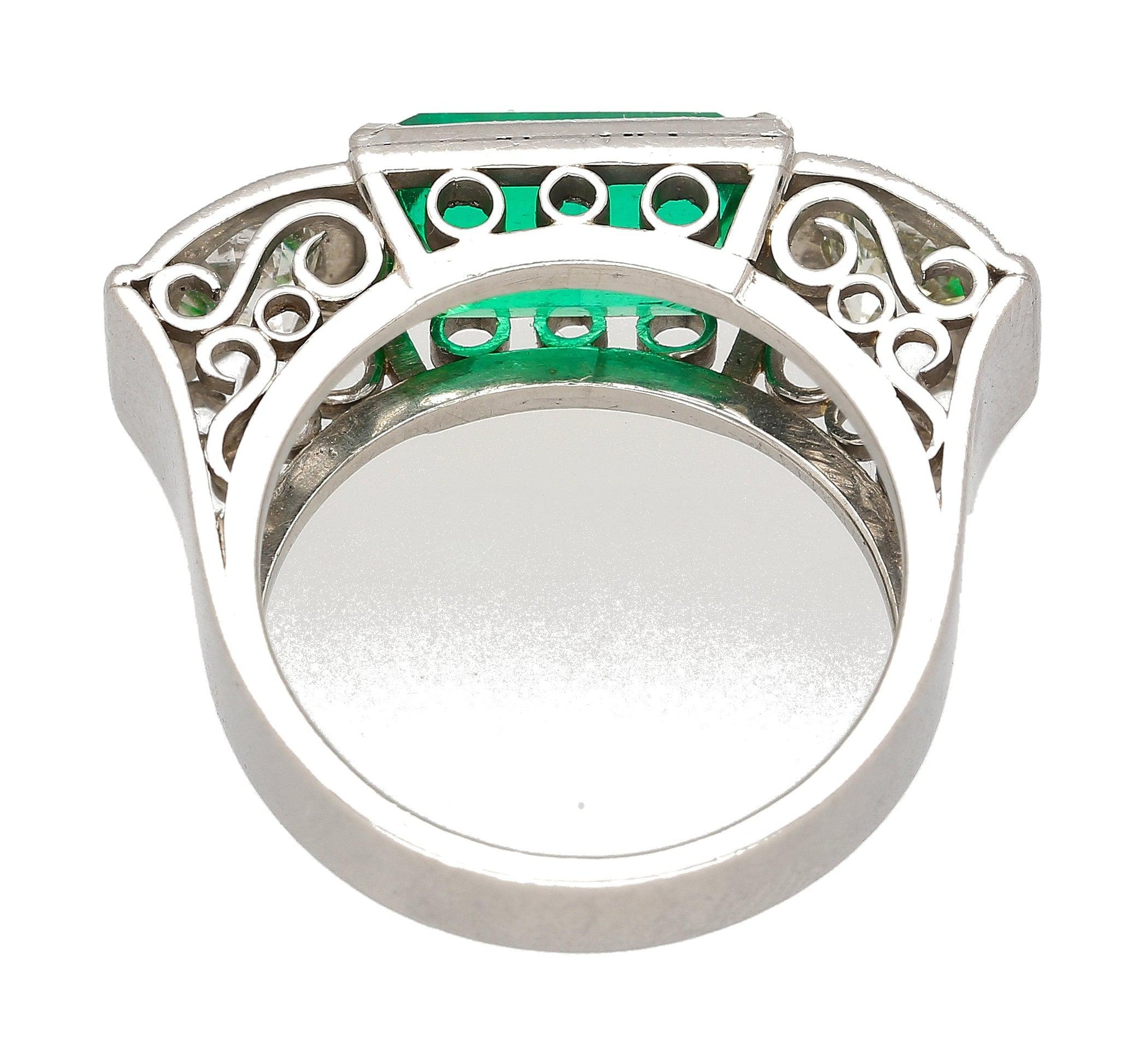 GIA Certified 3.10 Carat No Oil Muzo Colombian Emerald & Old Cut Diamond Ring-Rings-ASSAY