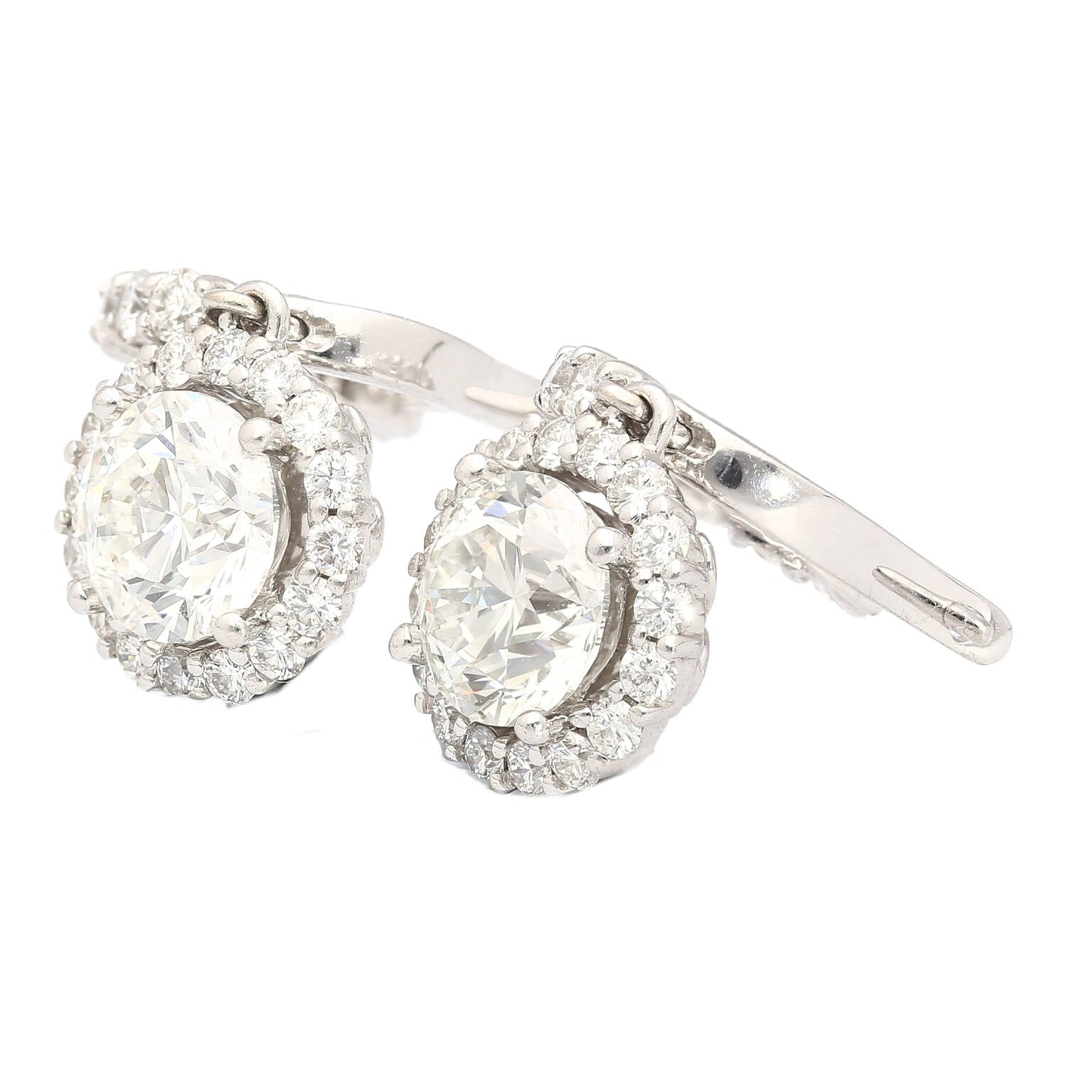 GIA Certified 3.7 Carat TW Natural Diamond Latch Back Dangle-Drop Earrings in 18K-Earrings-ASSAY