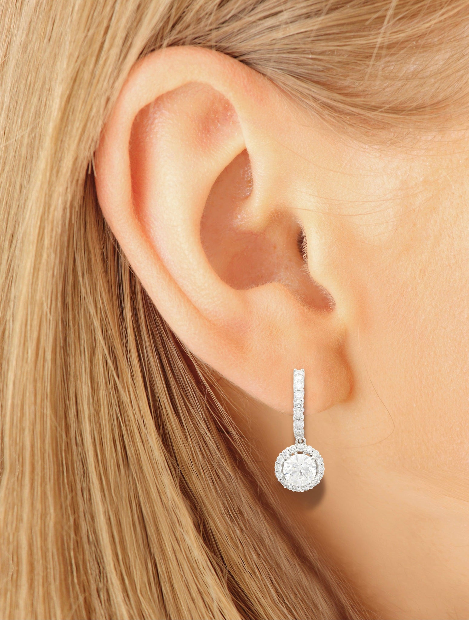 GIA Certified 3.7 Carat TW Natural Diamond Latch Back Dangle-Drop Earrings in 18K-Earrings-ASSAY