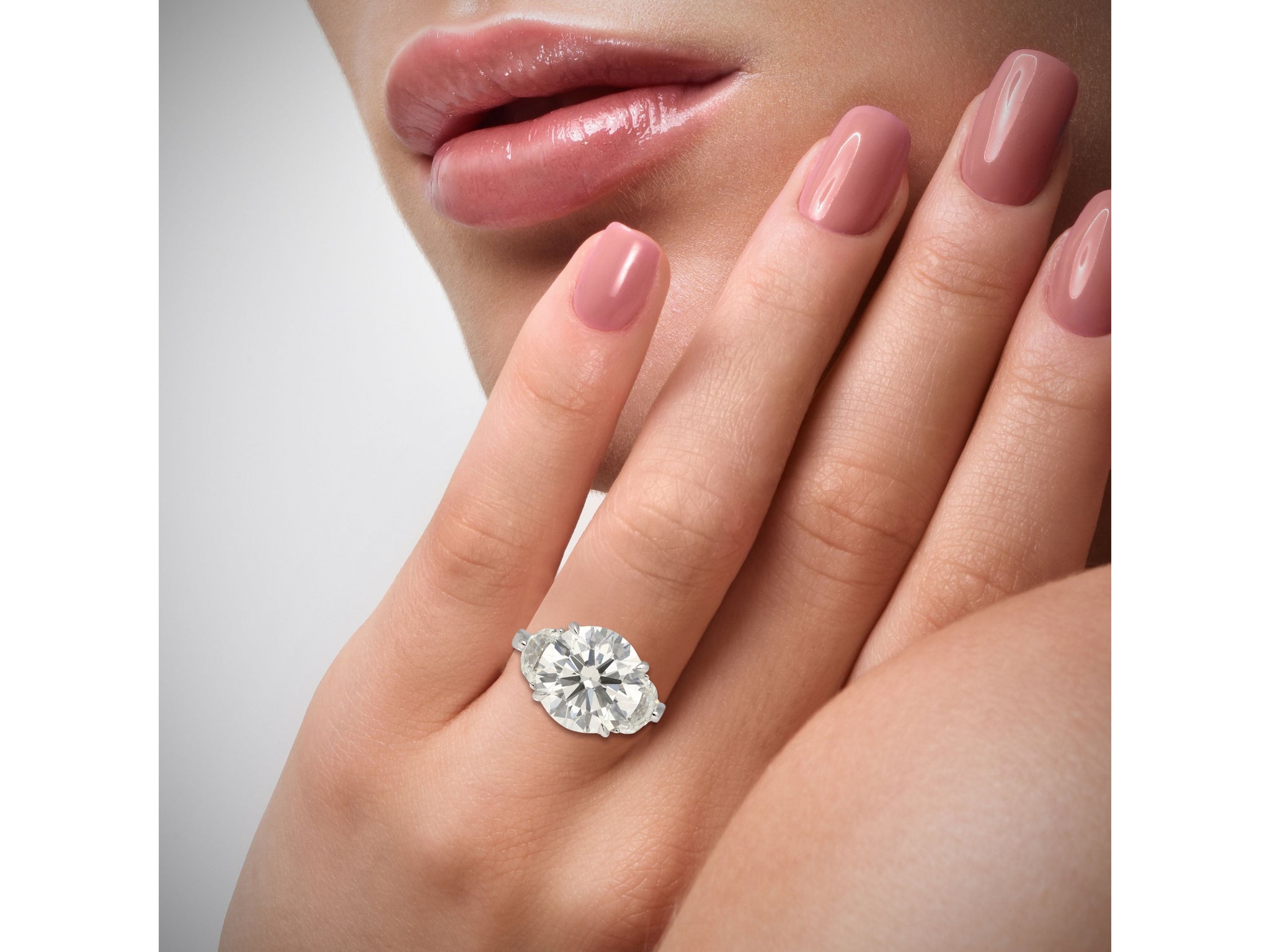 GIA Certified 5.03 Carat J/VVS1 Round Cut Diamond Ring Half Moon Cut Side Stones