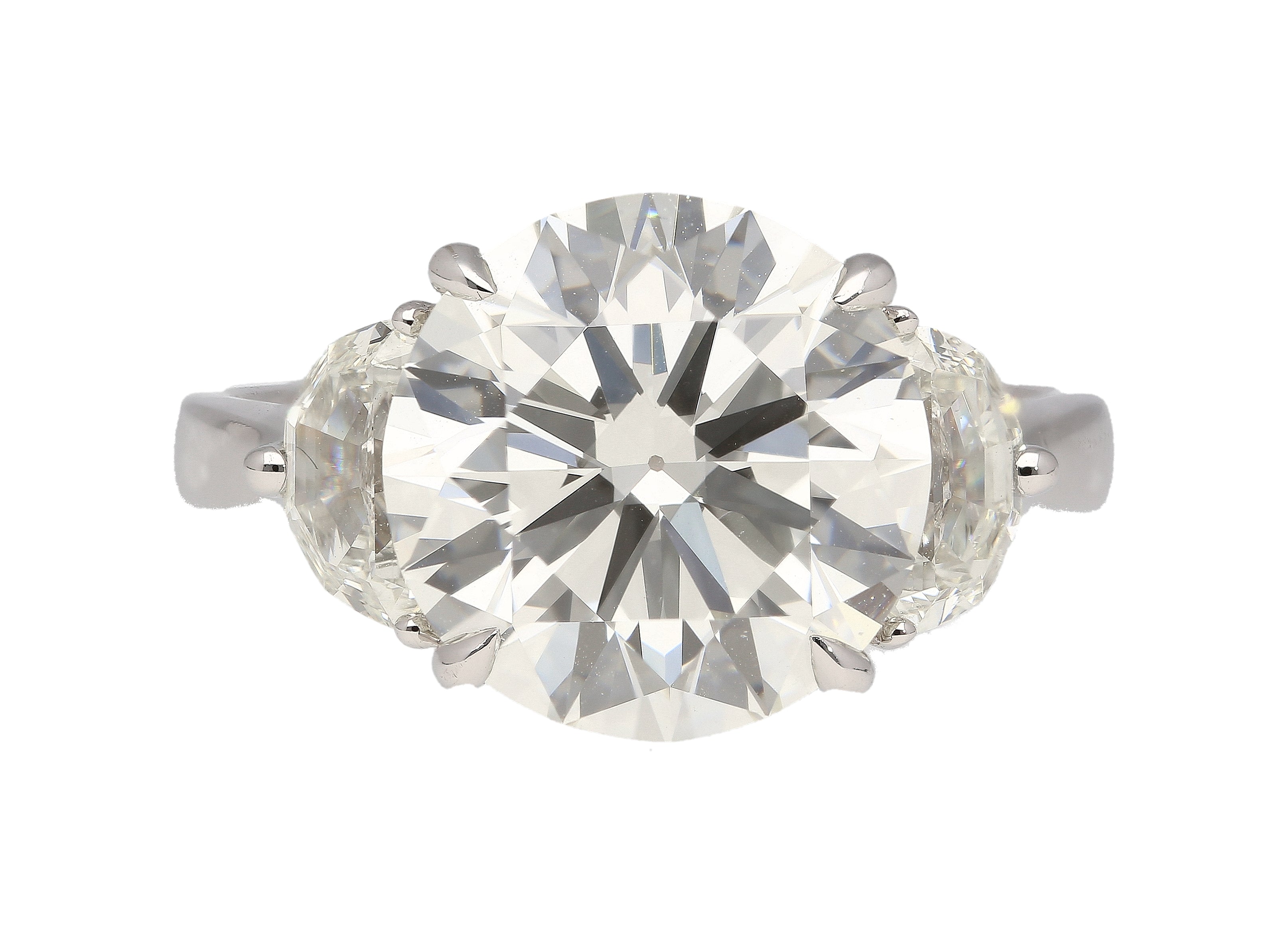 VVS1 Round Cut Diamond Ring Half Moon Cut Side Stones-Rings-ASSAY