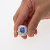 GIA Certified 6 Carat Emerald Cut No Heat Burma Blue Sapphire & Diamond Ring-Rings-ASSAY
