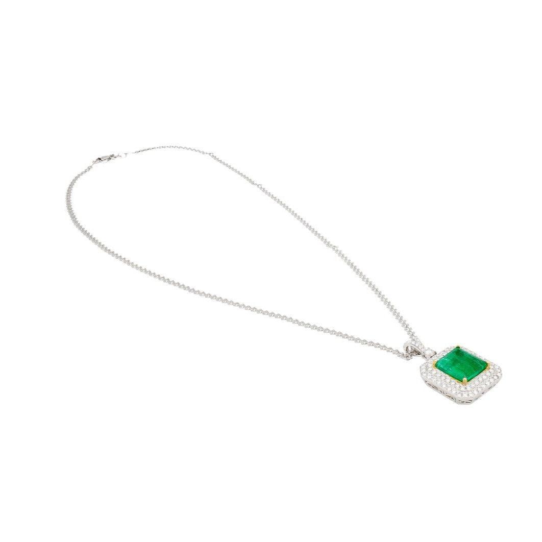Lab-Created Emerald Necklace with Diamonds 10K Yellow Gold | Kay Outlet