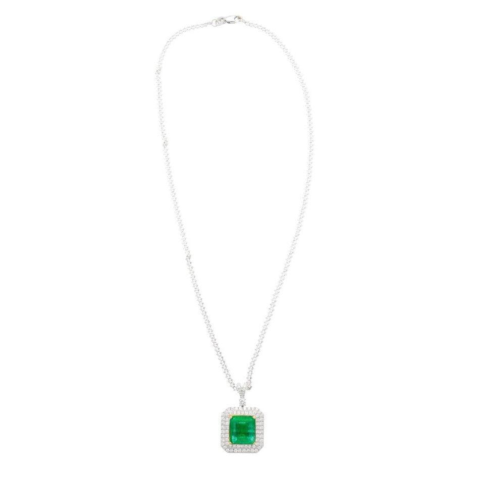 Colombian Emerald Pendant, Pear shape Emerald Necklace,18k Gold