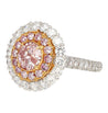 GIA Certified Round Cut Pink Diamond Halo Ring Crafted in 18k White & Rose Gold