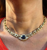 GIA Certified No Heat Blue Sapphire 18k Gold Cable Chain Choker Necklace 15.5"-Necklaces-ASSAY