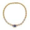 GIA Certified No Heat Blue Sapphire 18k Gold Cable Chain Choker Necklace 15.5"-Necklaces-ASSAY