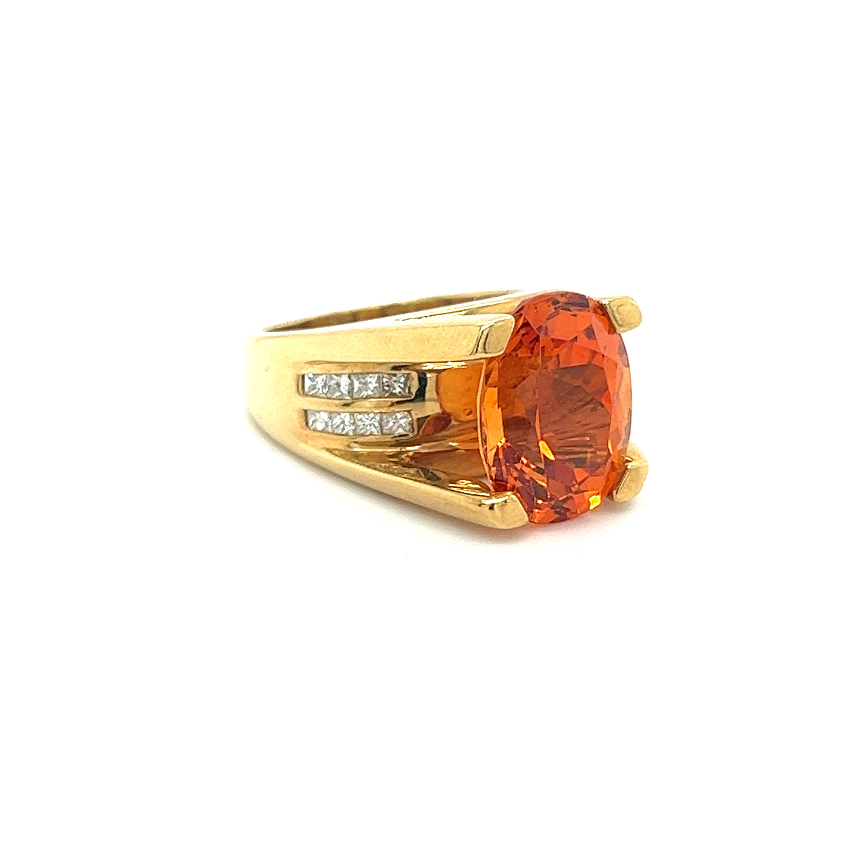 GIA Certified Oval Cut 13.5 Carat Mandarine Orange Spessartine Garnet Ring-Semi Precious Jewelry-ASSAY