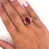 GIA Certified Oval Cut 7 Carat Purplish Red Tourmaline Ring with Diamond Sides in 18K Gold-Semi Precious Jewelry-ASSAY