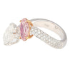 GIA Certified Oval Cut Fancy Orangy Pink & White Diamond Toi Et Moi 18K Ring-Rings-ASSAY