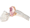 GIA Certified Oval Cut Fancy Orangy Pink & White Diamond Toi Et Moi 18K Ring-Rings-ASSAY