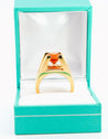 GIA Certified Oval Cut Orange Spessartine Garnet And Diamond 18K Dome Ring-Semi Precious Jewelry-ASSAY