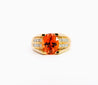 GIA Certified Oval Cut Orange Spessartine Garnet And Diamond 18K Dome Ring-Semi Precious Jewelry-ASSAY