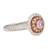 GIA Certified Round Cut Fancy Pink-Purple Diamond Ring with Diamond Halo-Rings-ASSAY
