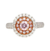 GIA Certified Round Cut Fancy Pink-Purple Diamond Ring with Diamond Halo-Rings-ASSAY