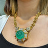 GRS Certified 108 Carat Carved Pastel Green Emerald Regal Pendant Necklace