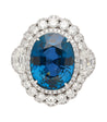 GRS Certified 18.16 Carat No Heat Mogok Burma Oval Cut Blue Sapphire and Diamond Ring-Rings-ASSAY
