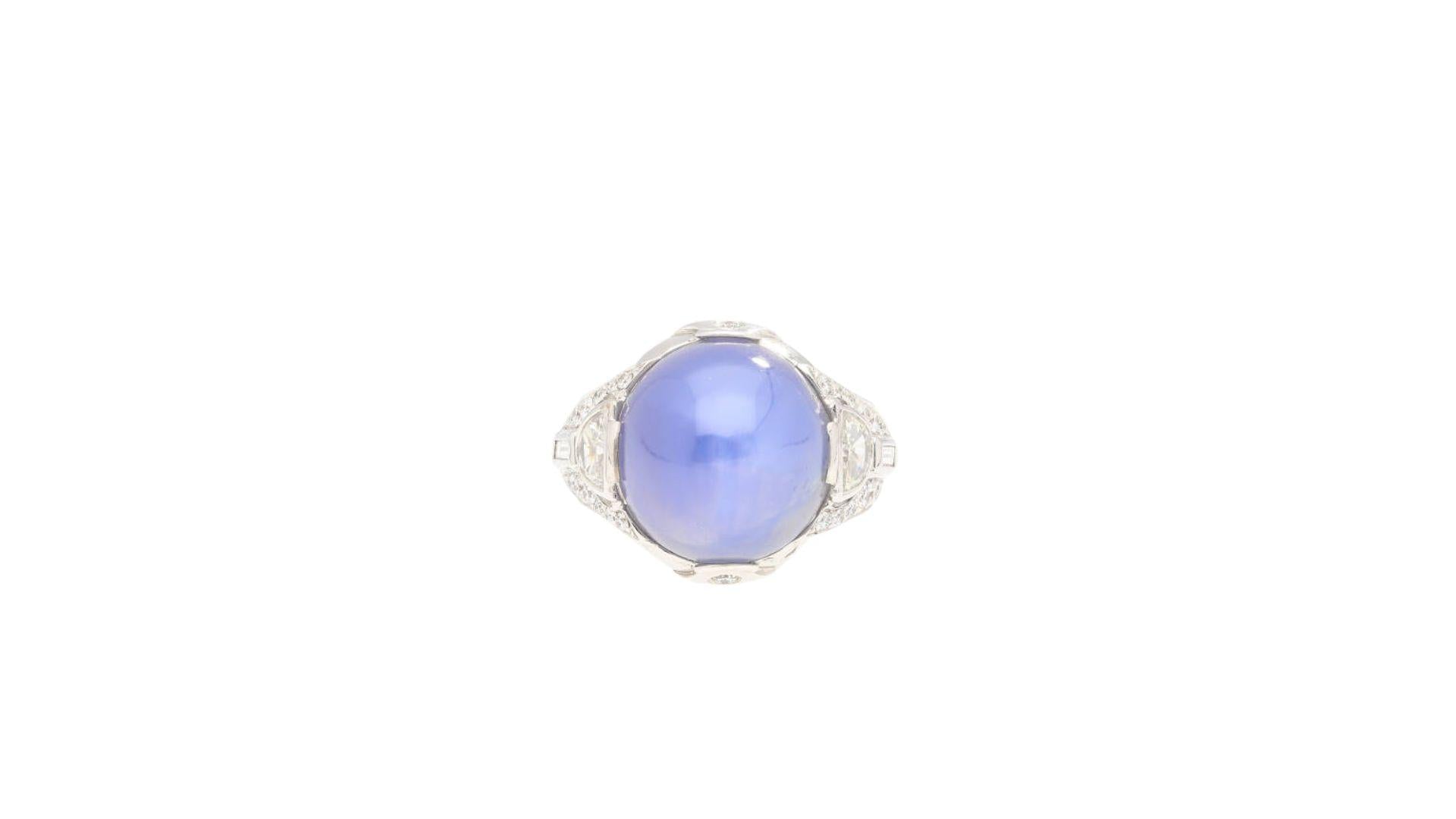 GRS Certified 18.29 Carat No Heat Sri Lanka Pastel Blue Star Sapphire Ring