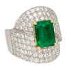 GRS Certified 2.53 Carat Vivid Green Colombian Minor Oil Emerald & Diamond Bypass Ring-Rings-ASSAY