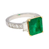 GRS Certified 3.16 Carat Vivid Green Minor Oil Colombia Emerald and Diamond 18K Ring | GRS Appendix.-Rings-ASSAY