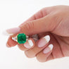 GRS Certified 4.90 Carat Insignificant Oil Colombian Emerald & Trapezoid Cut Diamond 3-Stone Ring-Rings-ASSAY