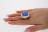 GRS Certified 50.11 Carat Cushion No Heat Sri Lanka Blue Sapphire Ring
