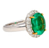 GRS Certified 5.03 Carat Oval Cut Minor Oil Colombian Emerald Ring with Diamond Halo in 18K White Gold-Rings-ASSAY