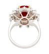 GRS Certified 5.09 Carat Oval Burma Ruby & Diamond Halo Cluster Ring