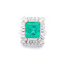 GRS Certified 6.78 carat Colombian Emerald and Baguette Cut Diamond Ring-Rings-ASSAY