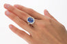 GRS Certified 7.25 Carat No Heat Oval Cut Blue Sapphire Ring With Pink Diamond Sides-Rings-ASSAY