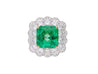 GRS Certified 8.04 Carat Minor Oil Colombian Emerald & Diamond Halo Ring