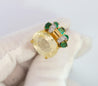 GRS Certified No Heat 12.61 Carat Oval Yellow Sapphire & Emerald Floral Ring