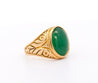 Grade A Jadeite Jade in 22K Carved Gold Solitaire Bezel Set Unisex Ring-Rings-ASSAY