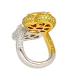 Heart Cut Natural 5.79 & 5.73 Carat Fancy Yellow And White Diamond Toi Et Moi Two Tone 18K Gold Ring-Rings-ASSAY