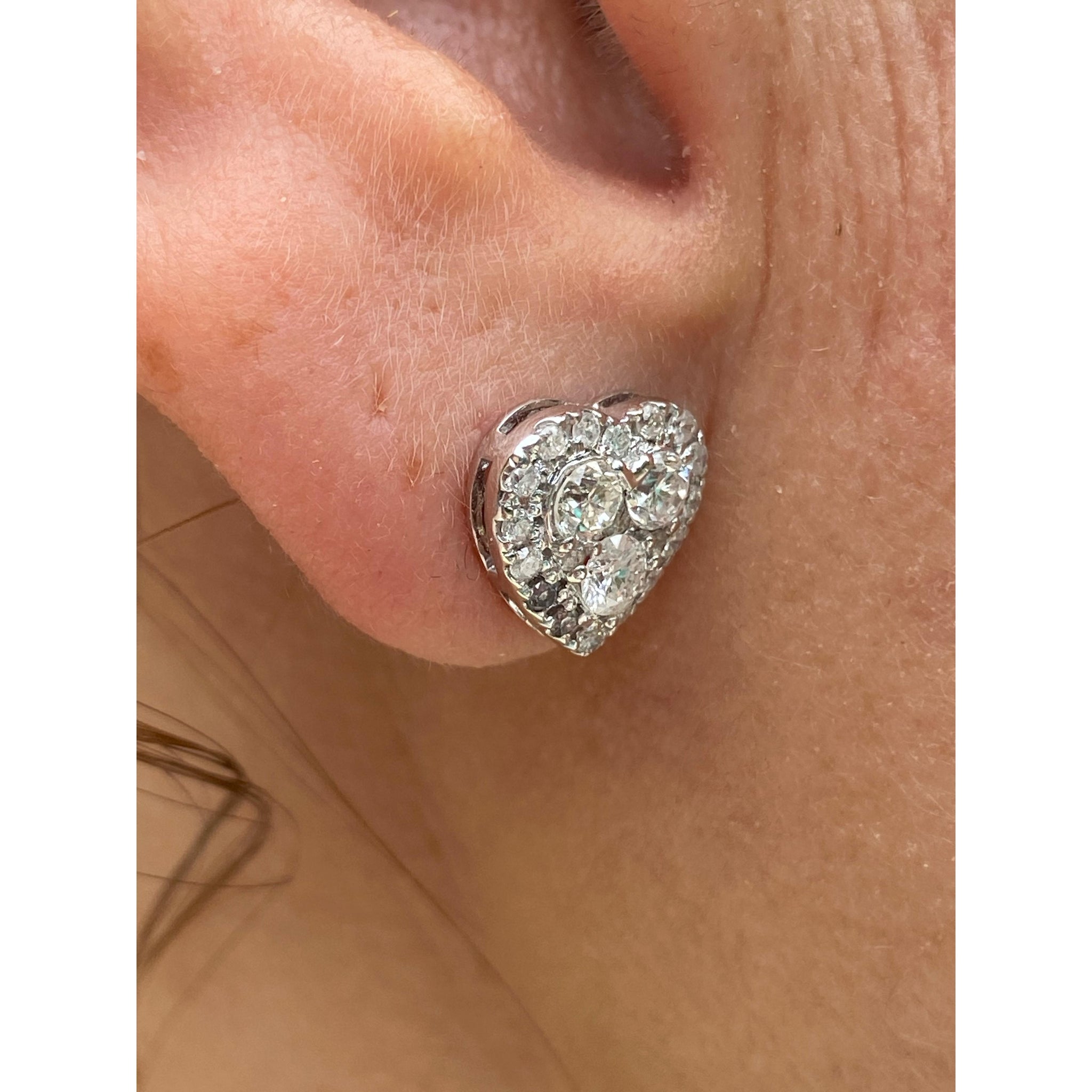 Heart Shape Diamond Stud Earrings in 18k white gold - ASSAY
