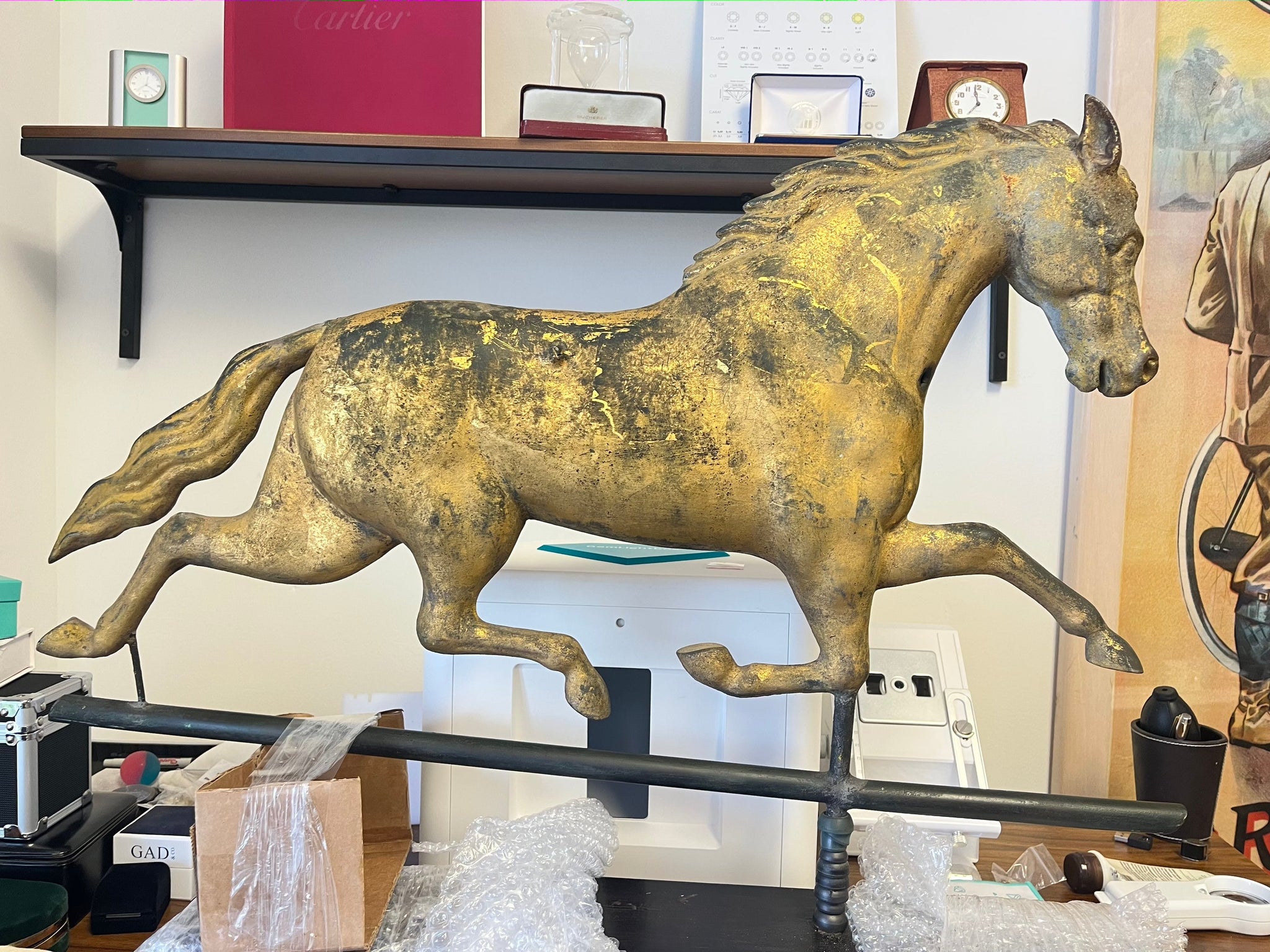 Horse Weathervane in Gold Gilt by J.W Fiske & Company